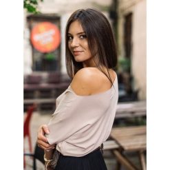 BLUZKA GIOVANNA BEIGE. Brązowe bluzki damskie Fanaberia.com, bez wzorów, bez kołnierzyka, z długim rękawem. Za 59,00 zł.