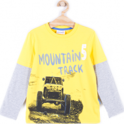 Koszulka. Szare t-shirty chłopięce z długim rękawem TRUCK, z bawełny. Za 29,90 zł.