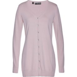 Długi sweter rozpinany bonprix matowy jasnoróżowy. Różowe kardigany damskie bonprix. Za 59,99 zł.