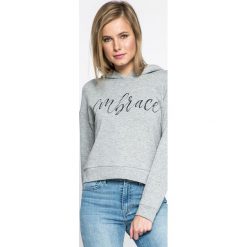 Jacqueline de Yong - Bluza. Szare bluzy rozpinane damskie Jacqueline de Yong, l, z nadrukiem, z bawełny, z kapturem. W wyprzedaży za 49,90 zł.