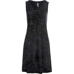 Sukienka z dżerseju ze sznurowaniem bonprix czarny "washed". Czarne sukienki damskie bonprix, bez wzorów, z dżerseju, z dekoltem w serek, bez rękawów. Za 89,99 zł.