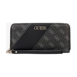 Guess Camy Large Portfel Czarny. Czarne portfele damskie Guess, z aplikacjami, z materiału. Za 292,95 zł.