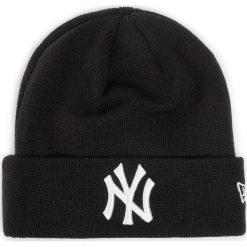 Czapka NEW ERA - Mlb Essential Cuff 12122728 Czarny. Czarne czapki męskie New Era, bez wzorów, z materiału. Za 109,00 zł.
