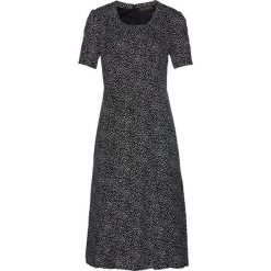 Sukienka midi bonprix czarno-biały w kropki. Czarne sukienki damskie bonprix, bez wzorów, eleganckie, z okrągłym kołnierzem, z krótkim rękawem, krótkie, midi. Za 139,99 zł.