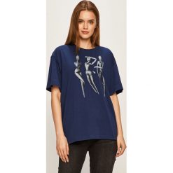 G-Star Raw - T-shirt. Niebieskie bluzki damskie G-Star RAW, s, z nadrukiem, z bawełny, z okrągłym kołnierzem. W wyprzedaży za 219,90 zł.