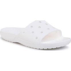 Klapki CROCS - Classic Slide 206121 White. Białe klapki damskie Crocs, bez wzorów, z tworzywa sztucznego, bez obcasa. Za 89,00 zł.