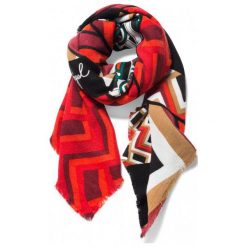 Chusty damskie: Desigual Chusta Damska Patch Czerwona