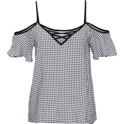 Bluzki asymetryczne: Must-have: bluzka z odsłoniętymi ramionami bonprix czarny w kratę