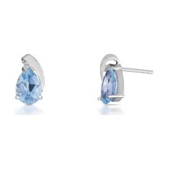 Kolczyki Białe Złoto - złoto białe 375, Blue topaz. Żółte kolczyki damskie marki W.KRUK, z topazem, złote. Za 599,00 zł.