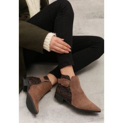 Khaki Botki Craigcrook. Brązowe botki damskie Born2be, ze skóry, ze szpiczastym noskiem, przed kostkę, na niskim obcasie, na płaskiej podeszwie, na zamek. Za 129,99 zł.