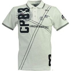 Koszulka polo w kolorze białym. Białe koszulki polo męskie Canadian Peak, s, z nadrukiem, z bawełny, polo, bez rękawów. W wyprzedaży za 98,95 zł.