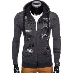 Bluzy męskie: BLUZA MĘSKA ROZPINANA Z KAPTUREM B806 - GRAFITOWA