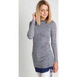 Dwukolorowa bluza z kapturem i długim rękawem RABARBAR. Bluzy damskie RABARBAR, z dresówki, sportowe, z kapturem. W wyprzedaży za 85,00 zł.