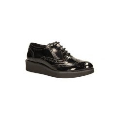 Derby Sanabella PÓŁBUTY 2101. Niebieskie derby damskie marki La Redoute Collections, w paski, z materiału, z okrągłym noskiem, na koturnie. Za 149,99 zł.