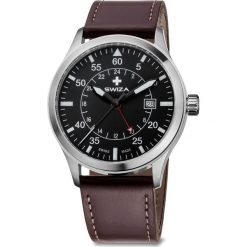 Zegarek Swiza Zegarek męski Siriuz GMT SST czarno-brązowy (WAT.0352.1002). Brązowe zegarki męskie marki Swiza. Za 600,00 zł.