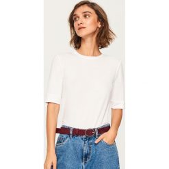 Gładki t-shirt z lyocellem - Kremowy. Białe t-shirty damskie Reserved, l, z lyocellu. Za 49,99 zł.