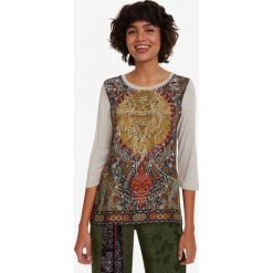 Desigual Rahjan Koszulka Brązowy Beżowy. Pomarańczowe bluzki damskie Desigual, s, z aplikacjami, z wiskozy, bez kołnierzyka. Za 240,95 zł.