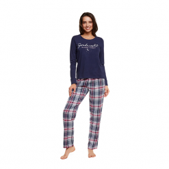 Piżama Hobby 37514-59X. Niebieskie piżamy damskie Henderson Ladies, bez wzorów, bez rękawów. Za 122,90 zł.