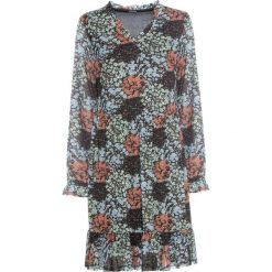 Sukienka z dżerseju i siatkowego materiału bonprix czarny z nadrukiem. Czarne sukienki damskie bonprix, z nadrukiem, z dżerseju, z dekoltem w serek, bez rękawów. Za 42,99 zł.