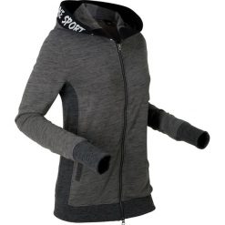 Lekka bluza rozpinana z elastycznymi wstawkami, długi rękaw bonprix szary melanż - czarny melanż. Szare bluzy rozpinane damskie bonprix, melanż, z długim rękawem, długie. Za 89,99 zł.