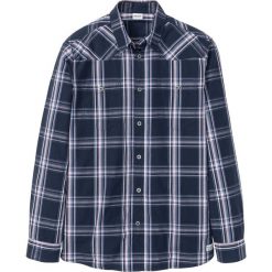 Koszula z długim rękawem Regular Fit bonprix ciemnoniebieski w kratę. Niebieskie koszule męskie bonprix, xxl, bez wzorów, bez kołnierzyka, z długim rękawem. Za 74,99 zł.