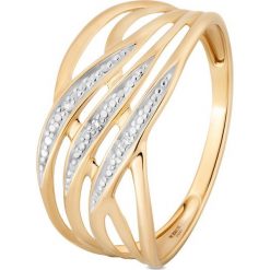 Unikalny Złoty Pierścionek - złoto 585, Diament 0,008ct. Żółte pierścionki damskie W.KRUK, z diamentem, złote. Za 959,00 zł.