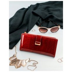 Portfel damski slim wallet czerwony Milano Design K1211 - Czerwony. Czerwone portfele damskie MILANO DESIGN, bez wzorów, ze skóry. Za 34,99 zł.