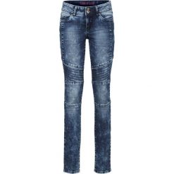 Dżinsy SKINNY ze szwami dzielącymi bonprix ciemny denim. Niebieskie jeansy damskie marki House, z jeansu. Za 129,99 zł.