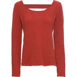 Sweter z szenili z perełkami bonprix czerwony karminowy. Czerwone swetry damskie bonprix, bez wzorów, bez rękawów, bez kaptura. Za 99,99 zł.