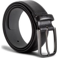 Pasek Męski BOSS - Seraf 50380330 Black 001. Czarne paski męskie Boss, w paski, ze skóry. W wyprzedaży za 299,00 zł.