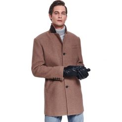Płaszcz elegancki z kołnierzem. Brązowe płaszcze męskie na zimę, xl, z wełny, eleganckie. W wyprzedaży za 299,99 zł.