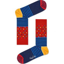 Happy Socks - Skarpety Stripe&Dots. Czerwone skarpetki męskie marki Happy Socks, z bawełny. W wyprzedaży za 27,90 zł.