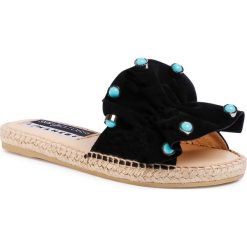Espadryle MANEBI - A88400-MFN976-1498 Var.Nero. Czarne espadryle damskie Manebi, z aplikacjami, ze skóry, bez obcasa. W wyprzedaży za 649,00 zł.