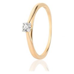 Wspaniały Złoty Pierścionek - złoto 585, Brylant 0,12ct. Żółte pierścionki damskie W.KRUK, z brylantem, złote. Za 2090,00 zł.