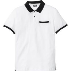 Shirt polo z kieszonką na wys. piersi bonprix biały. Białe koszulki męskie bonprix, s, bez wzorów, bez rękawów. Za 44,99 zł.