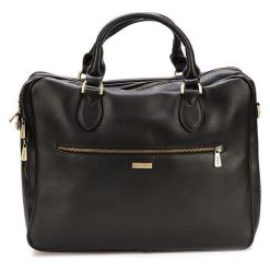 Bobby Black Torba Męska Czarna. Czarne torby męskie skórzane Bobby Black, bez wzorów, ze skóry ekologicznej, eleganckie. Za 266,00 zł.