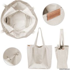 Big Lazy bag torba beżowa na zamek / vegan / eco. Brązowe torebki klasyczne damskie Pakamera, w paski, bez dodatków. Za 185,00 zł.