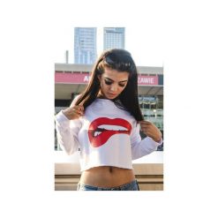 Bluzy damskie: BLUZA RED LIPS CROP