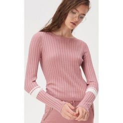 Sweter z prążkowaną fakturą - Różowy. Różowe swetry damskie Sinsay, s, bez wzorów, prążkowane, bez rękawów, bez kaptura. Za 39,99 zł.