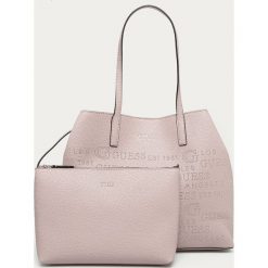Guess Jeans - Torebka. Różowe torby damskie na zakupy Guess Jeans, w paski, z jeansu, na ramię, duże, bez dodatków. Za 729,90 zł.