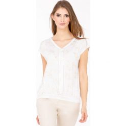 T-shirt z wyszywanymi kwiatami. Szare t-shirty damskie Monnari, uniwersalny, bez wzorów, z wiskozy, bez kołnierzyka. Za 47,60 zł.