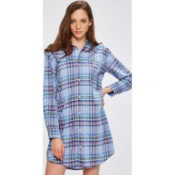 Lauren Ralph Lauren - Koszula piżamowa. Niebieskie piżamy damskie Lauren Ralph Lauren, s, bez wzorów, z bawełny, bez kołnierzyka, bez rękawów. W wyprzedaży za 229,90 zł.