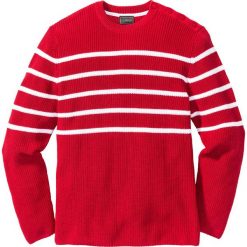 Swetry klasyczne męskie: Sweter w paski Regular Fit bonprix czerwono-biały w paski
