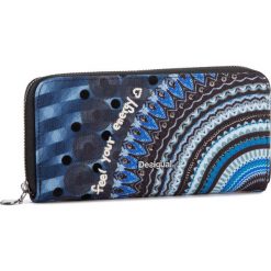 Duży Portfel Damski DESIGUAL - 19WAYAX0 5173. Niebieskie portfele damskie Desigual, bez wzorów, z materiału. W wyprzedaży za 199,00 zł.
