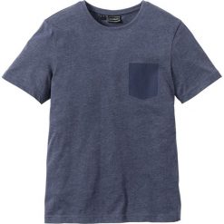 T-shirt Slim Fit bonprix ciemnoniebieski melanż. Niebieskie koszulki męskie bonprix, s, bez wzorów, bez kołnierzyka. Za 34,99 zł.