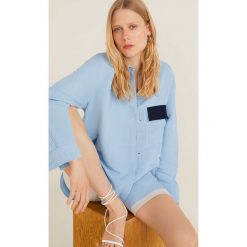 Mango - Koszula Nicole. Niebieskie bluzki damskie Mango, s, bez wzorów, z bawełny, klasyczne, z klasycznym kołnierzykiem, z długim rękawem. W wyprzedaży za 79,90 zł.