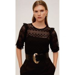 Mango - T-shirt Blonda. Czarne bluzki damskie Mango, s, bez wzorów, z elastanu, z okrągłym kołnierzem. W wyprzedaży za 63,90 zł.