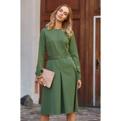 Sukienka - zielona. Zielone sukienki damskie Moe, s, w paski, z elastanu, bez kołnierzyka, bez rękawów, mini, rozkloszowane. Za 179,00 zł.