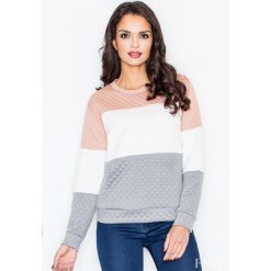 Szaro-biała Klasyczna Prosta Pikowana Bluza. Szare piżamy damskie Molly.pl, xl, bez wzorów, z jeansu, bez rękawów, bez kaptura. Za 111,90 zł.