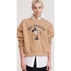 Bluza z Myszką Miki - Beżowy. Brązowe bluzy damskie Reserved, s, bez wzorów, bez rękawów, bez kaptura. Za 99,99 zł.